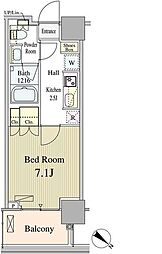 ルミレイス豊洲 12階1Kの間取り