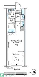 パークアクシス新宿百人町 6階1LDKの間取り