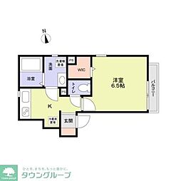 フォルトゥーナ旗の台 2階1Kの間取り