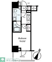 メインステージ三田アーバンスクエア 2階1Kの間取り