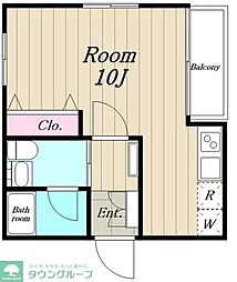 Duo MEGURO 東棟 2階ワンルームの間取り