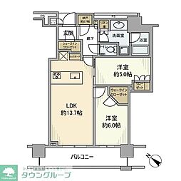 Ｂｒｉｌｌｉａ　ＴＨＥ　ＴＯＷＥＲ　ＴＯＫＹＯ　ＹＡＥＳＵ 3F 3階2LDKの間取り