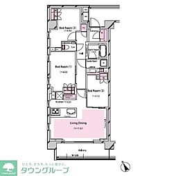 ＲＩＳＩＮＧ　ＳＵＮ　恵比寿二丁目 3階3LDKの間取り