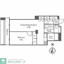 リバーシティ21イーストタワーズ　10棟 34階1LDKの間取り
