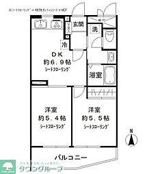 碑文谷メゾン 313 3階2DKの間取り