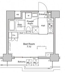 プラウドフラット戸越公園 2階1Kの間取り