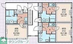 ラシクラス西落合 403 3階1Kの間取り