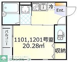 フリージア西小山 1階1Kの間取り
