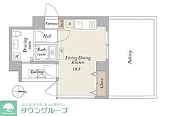 グランカーサ馬込II 6階ワンルームの間取り