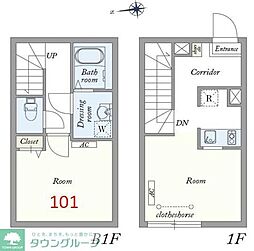 後楽プレイス 1階1LDKの間取り