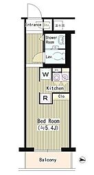 ラフィーヌ芝公園 4階ワンルームの間取り