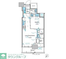 パークアクシス豊洲キャナル 11階1LDKの間取り