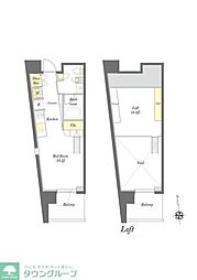 プライムメゾン早稲田通り 9階ワンルームの間取り