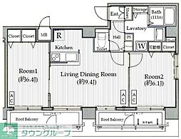ガラ・ステージ日本橋 11階2LDKの間取り