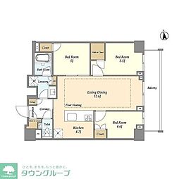 オアーゼ新宿市谷薬王寺 5階3LDKの間取り