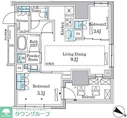 ラテスト白金台 2LDKの間取図画像