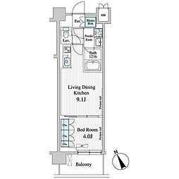 プレノ清澄庭園 1LDKの間取図画像