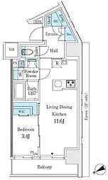 Primal御茶ノ水 1LDKの間取図画像