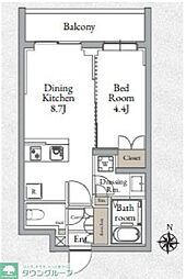 Live Casa千鳥町 1DKの間取図画像