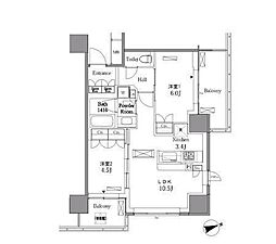 レジディアタワー目黒不動前 2LDKの間取図画像
