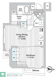 プレール・ドゥーク新宿West 1LDKの間取図画像