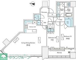 パークコート渋谷ザタワー 2LDKの間取図画像