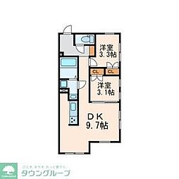 GRANPASEO碑文谷North 2DKの間取図画像