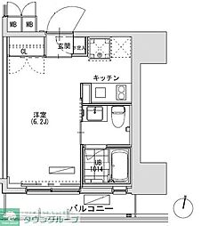 グランディオール広尾テラス ワンルームの間取図画像