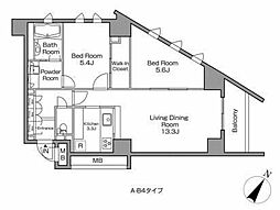 レジディアタワー中目黒 2LDKの間取図画像
