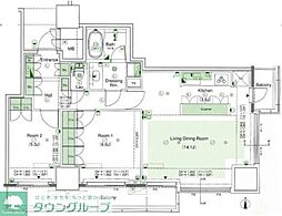 品川タワーフェイス 2LDKの間取図画像
