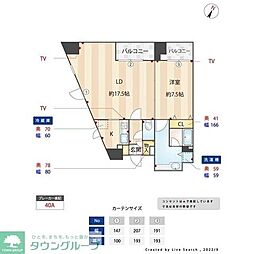 メディカルモール神田神保町エルヴァージュ神田神保町 1LDKの間取図画像