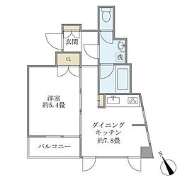 カーサ文京動坂 1DKの間取図画像