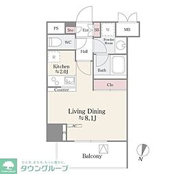 パークサイド湯島台 1Kの間取図画像