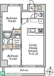 グランカーサ大島 2LDKの間取図画像