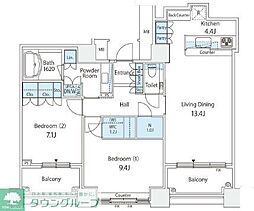 芝浦アイランドケープタワー 2LDKの間取図画像