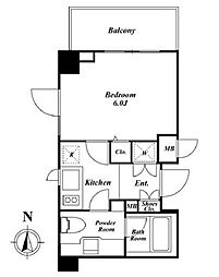 KDXレジデンス品川シーサイド 1Kの間取図画像