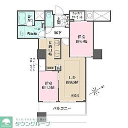 ザ・パークハウス西新宿タワー60 2LDKの間取図画像