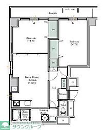 ブルックサイド水天宮前 2LDKの間取図画像