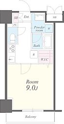 コンパル汐留 1Kの間取図画像