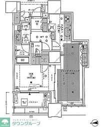 ドゥ・トゥールWEST棟 1LDKの間取図画像