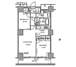 パークアクシス豊洲 2LDKの間取図画像