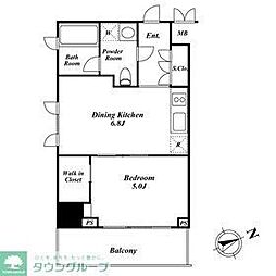 KDXレジデンス戸越 1DKの間取図画像