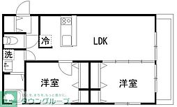 大田区中央2丁目マンション 2LDKの間取図画像