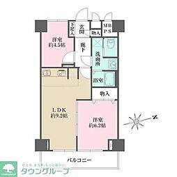 ニューハイツ芝公園 2LDKの間取図画像