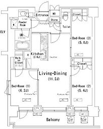 ParkAxis辰巳STAGE 3LDKの間取図画像