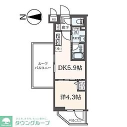 ハーモニーレジデンス東新宿 1DKの間取図画像