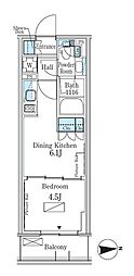 パークアクシス新宿百人町 1DKの間取図画像