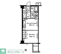 パークアクシス目黒本町 1DKの間取図画像
