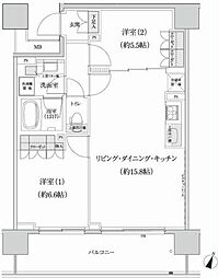 パークハビオ渋谷本町レジデンス 2LDKの間取図画像