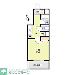 ルベールデュソレイユ 1Kの間取図画像
